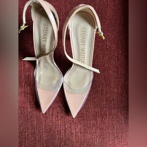 Stuart Weitzman Pink Pointed Toe Slingback Heels